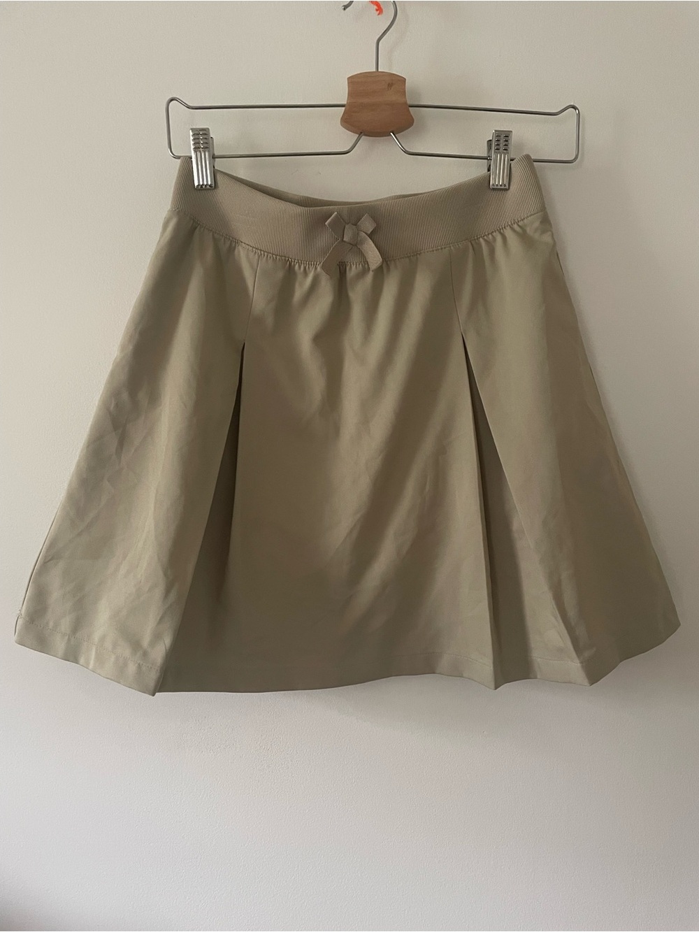French Toast Khaki Circle Skirt with Front Bow